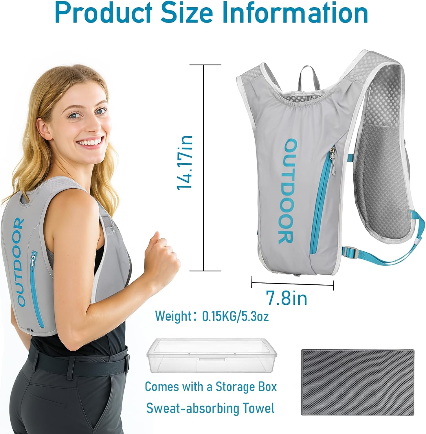 Running Hydration Vest Backpack, Breathable and Sweatproof Running Vest, Adjustable Hydration Backpack for Hiking Cycling Race Marathon for Women - Image 2