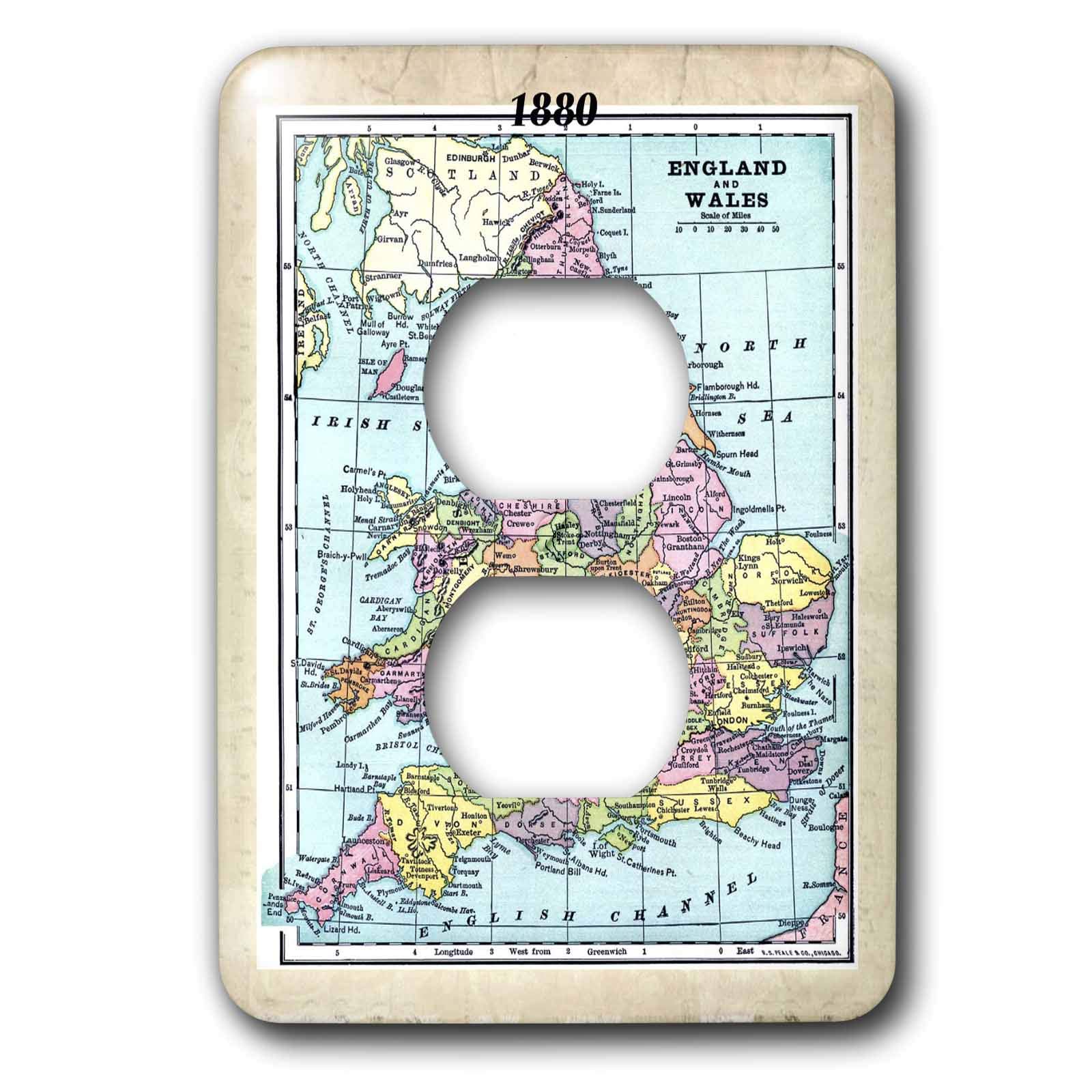 Carte de l'Angleterre 1880 plaque prise double esthétique