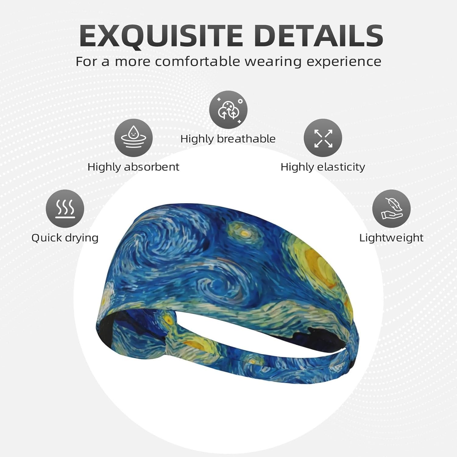 Black and Gold Swirl Liquid Ink Marble Workout Headbands Fashion Sports Sweatbands Yoga Hairbands for Fitness Athletic Non Slip Wicking Headscarf for Men Womens Girls Summer Accessories Elastic Bands