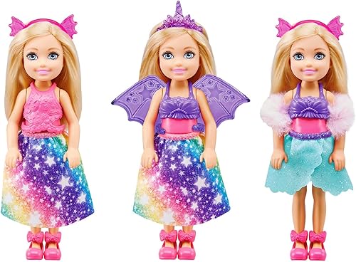 Miniatura 5 de Barbie Dreamtopia Chelsea - Juego de muñecas y disfraces con 12 modas de fantasía y accesorios temáticos de la realeza, sirenas, unicornios y