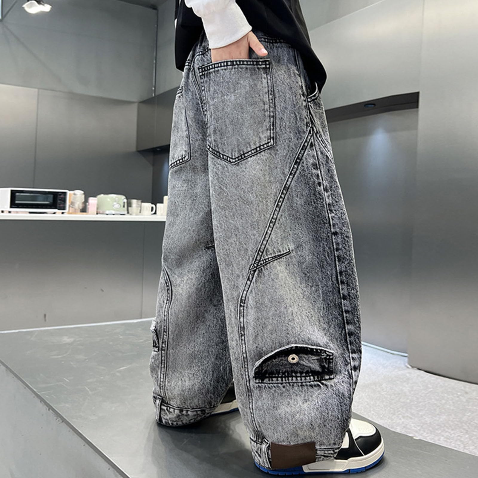 Pantalones Vaqueros Casuales para niños, Pantalones Holgados de Pierna Recta con Estilo Urbano y geniales