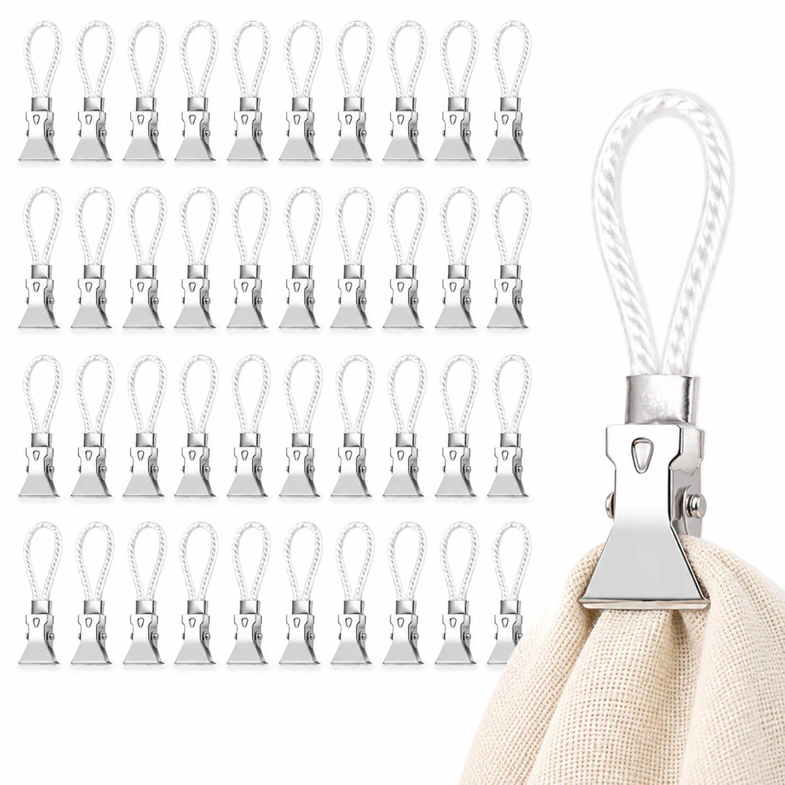 Xinnjie 40 Pcs Tea Towel Clips, Towel Clips for Hanging with White Rope