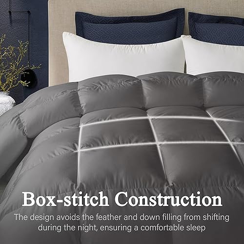 Miniatura 6 de Cosybay Lujoso edredón de plumón de ganso tamaño Queen, relleno de edredón de plumas para todas las estaciones, funda de tela 100% algodón con 8