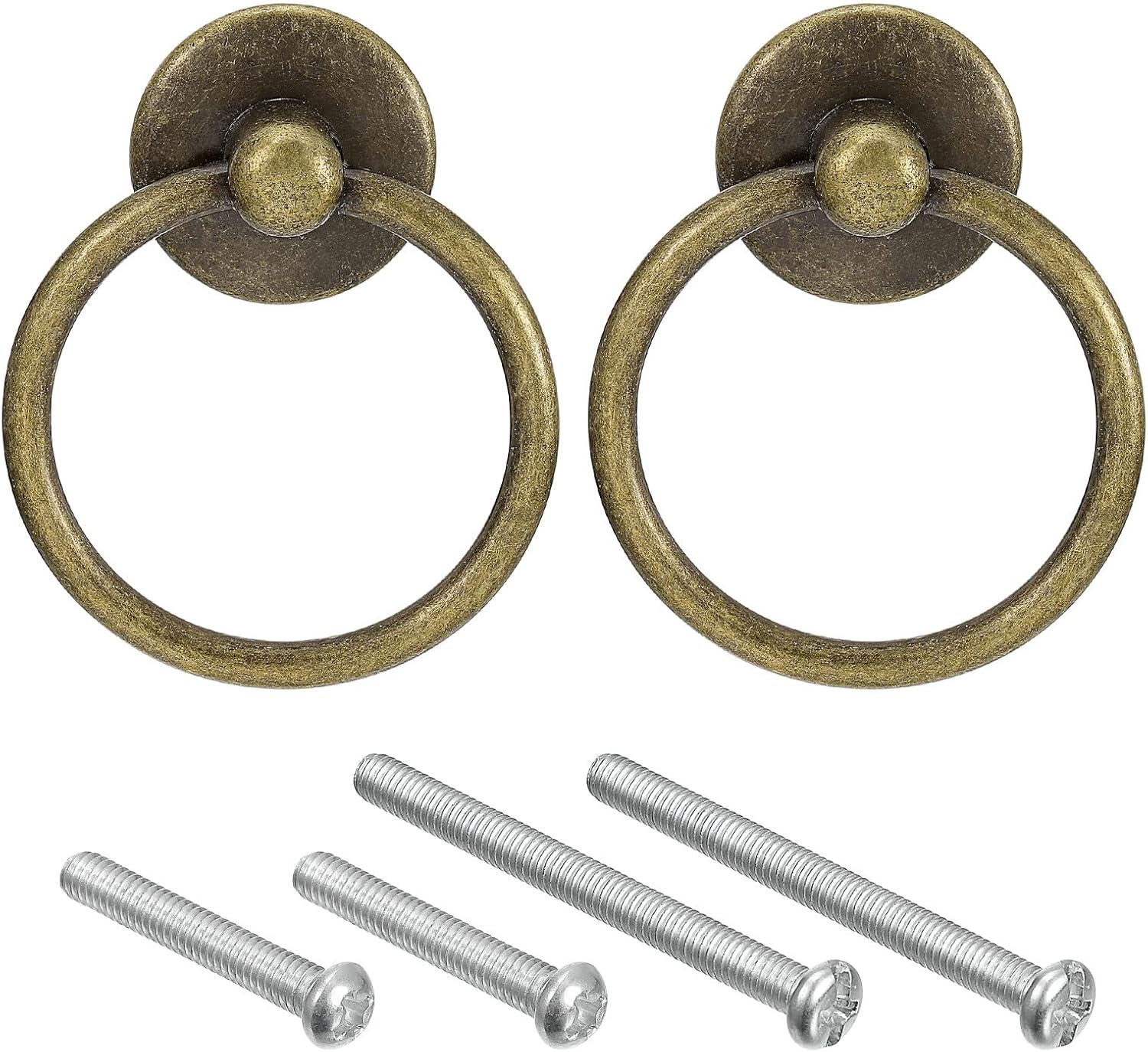 Amazon uxcell リングノブ リングプルノブ 引き出しつまみ ブロンズ サークル 単穴 ドレッサー食器棚ワードローブ用 2個入り