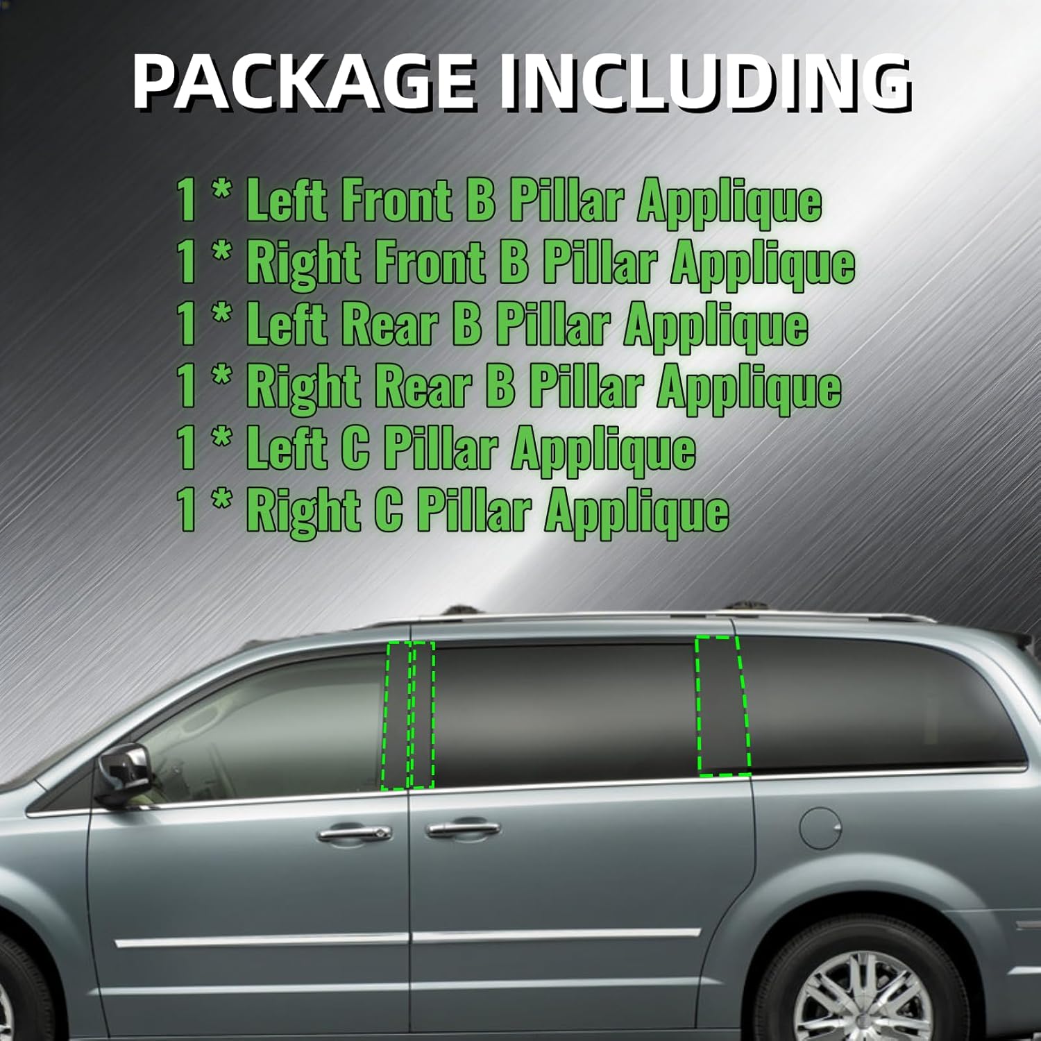 Door Pillar Trim Molding Window Trim B C Pillar Applique（6Pcs）Fit for Chrysler Dodge Ram Town & Country Grand Caravan C/V 2008-2020 Replaces 5020664AA 5020665AA 5020666AA 5020667AA 5020668AA 5020669AA