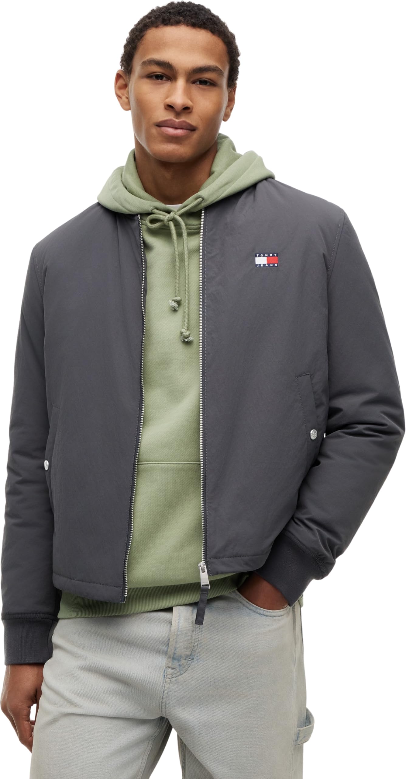 Tommy Jeans Herren Tjm Entry Bomber Jacket Ext DM0DM22845 Bomberjacke, Grau (Washed Black), L