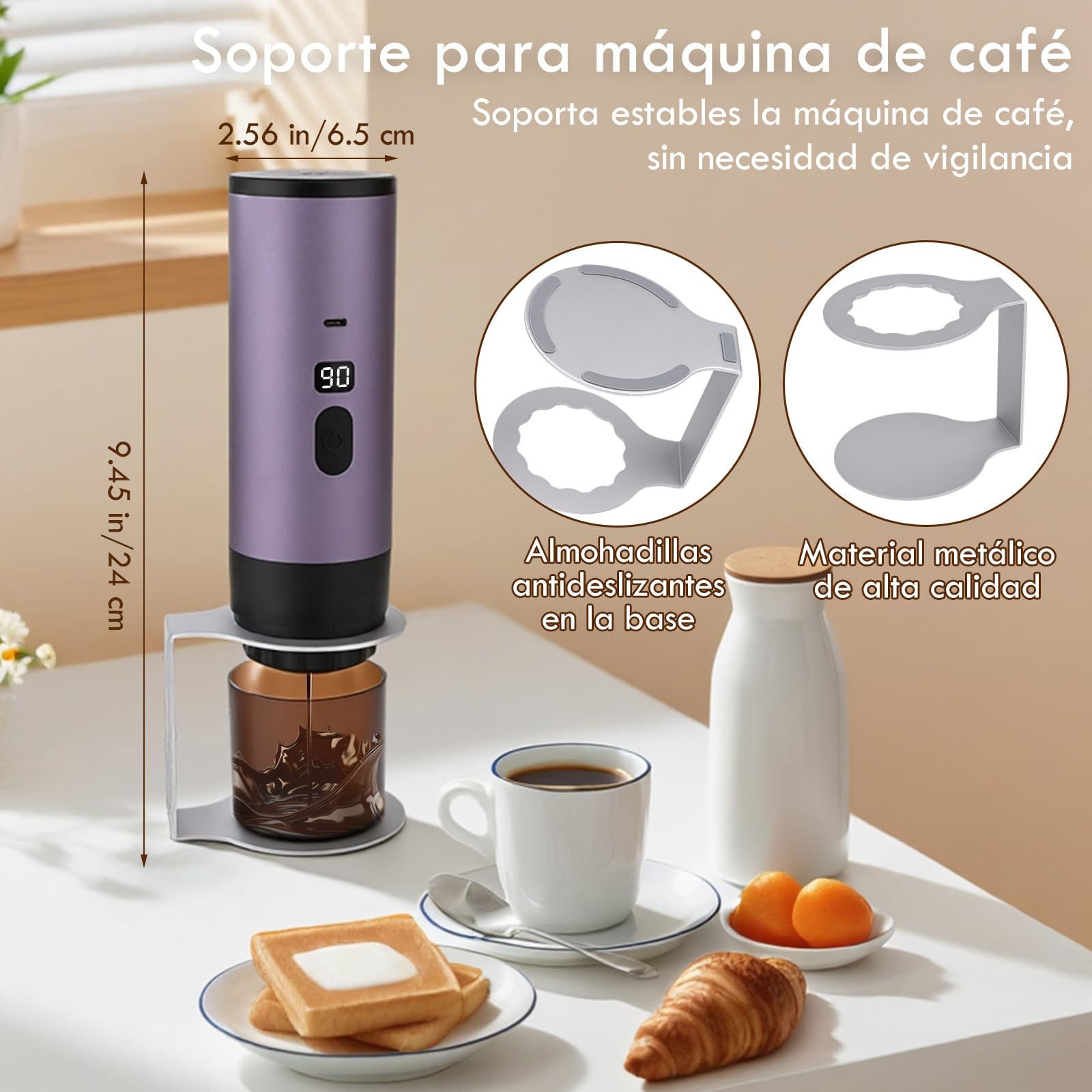 Euakee Cafetera Espresso Portátil,Eléctrica Cafetera Capsulas, 15Bar, 90ML, Compatible con NS/DG/Café Molido, Puede preparar 50 tazas de café para Camping para RV Senderismo Oficina
