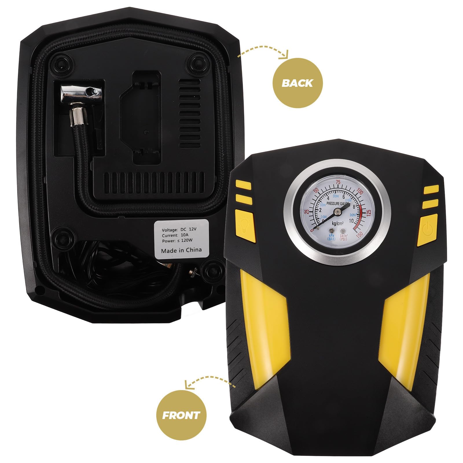 STOBAZA Compressore Aria Portatile per Auto e Moto Schermo Digitale, Pompa Elettrica per Pneumatici in ABS, Design Regolabile per Ampia Gamma di Veicoli