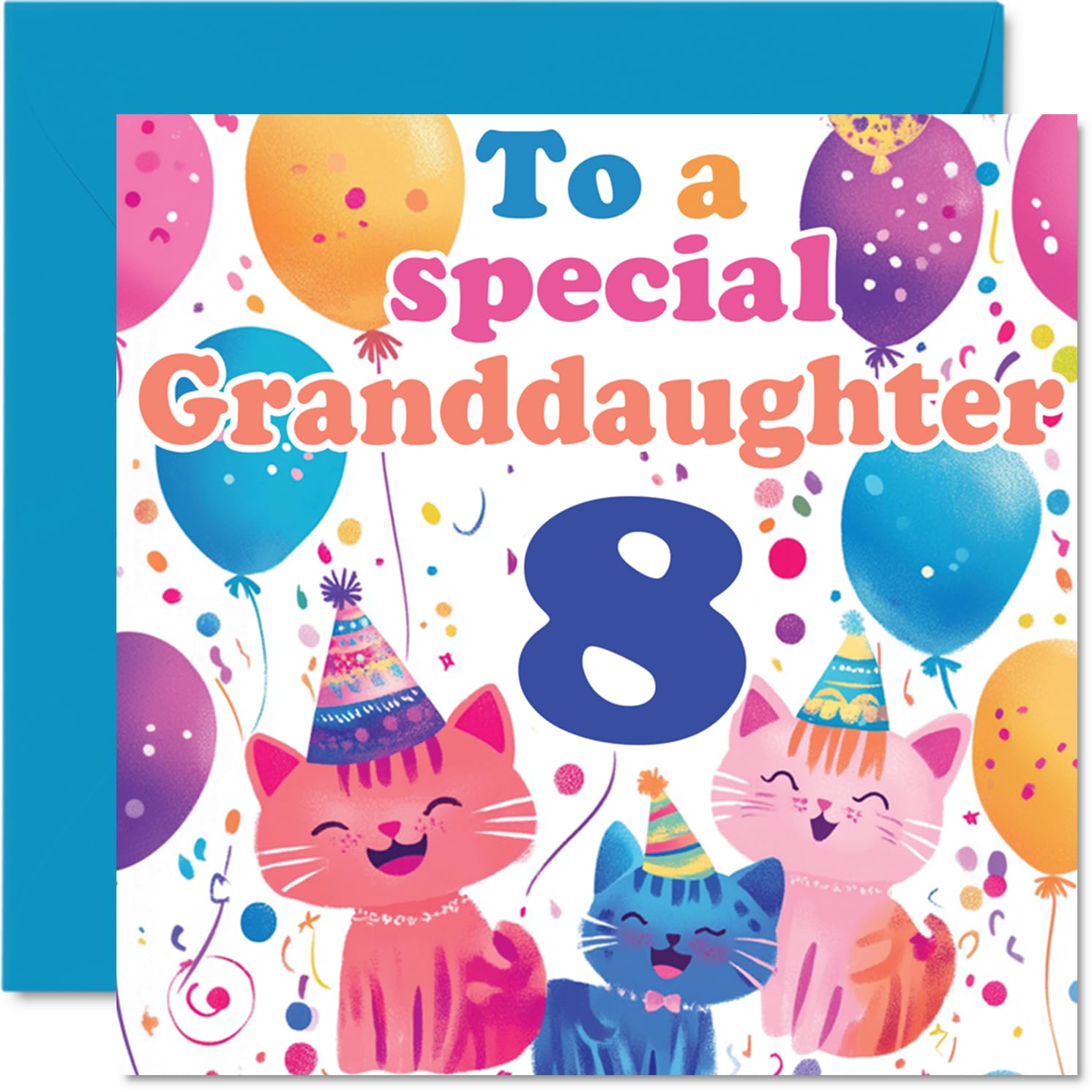 8th Granddaughter Birthday Card, Cute Cats Special Granddaughter