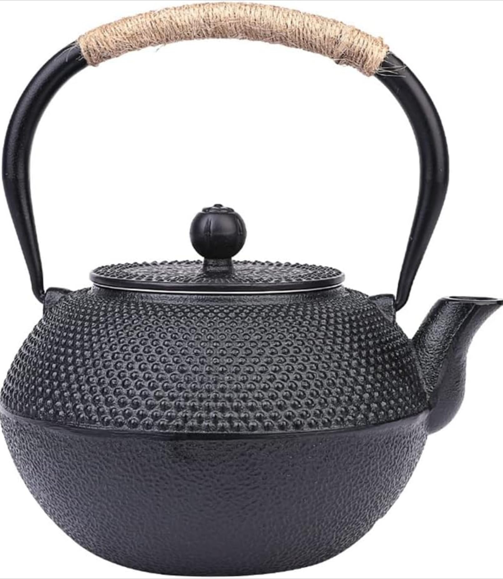 Nambu Iron Pot, Small Matt, Cast Iron Pot, Teapot, Casting, Includes Tea Strainer, Tea Ceremony Tools, Iron Supplement, Induction Compatible, Direct Fire, Iron Kettle, Black (1.2L) : Home & Kitchen