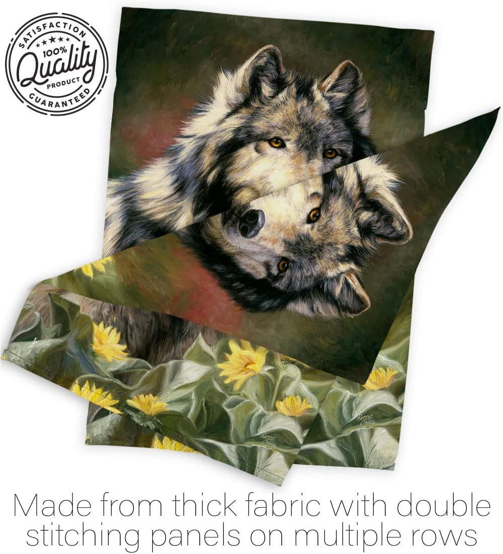 Breeze Decor Wild Spirit Garden Flag Set with Stand Wildlife Outdoor Deer Bear Wolf Pet Nature Farm Animal Creature House Decoration Banner Small Yard Gift Double-Sided, Made in USA