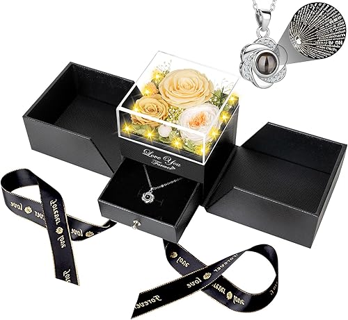 Miniatura 31 de 3 rosas reales amarillas preservadas, regalos de rosas eternas para mamá, abuela, esposa, novia en el día de la madre, cumpleaños, San Valentín