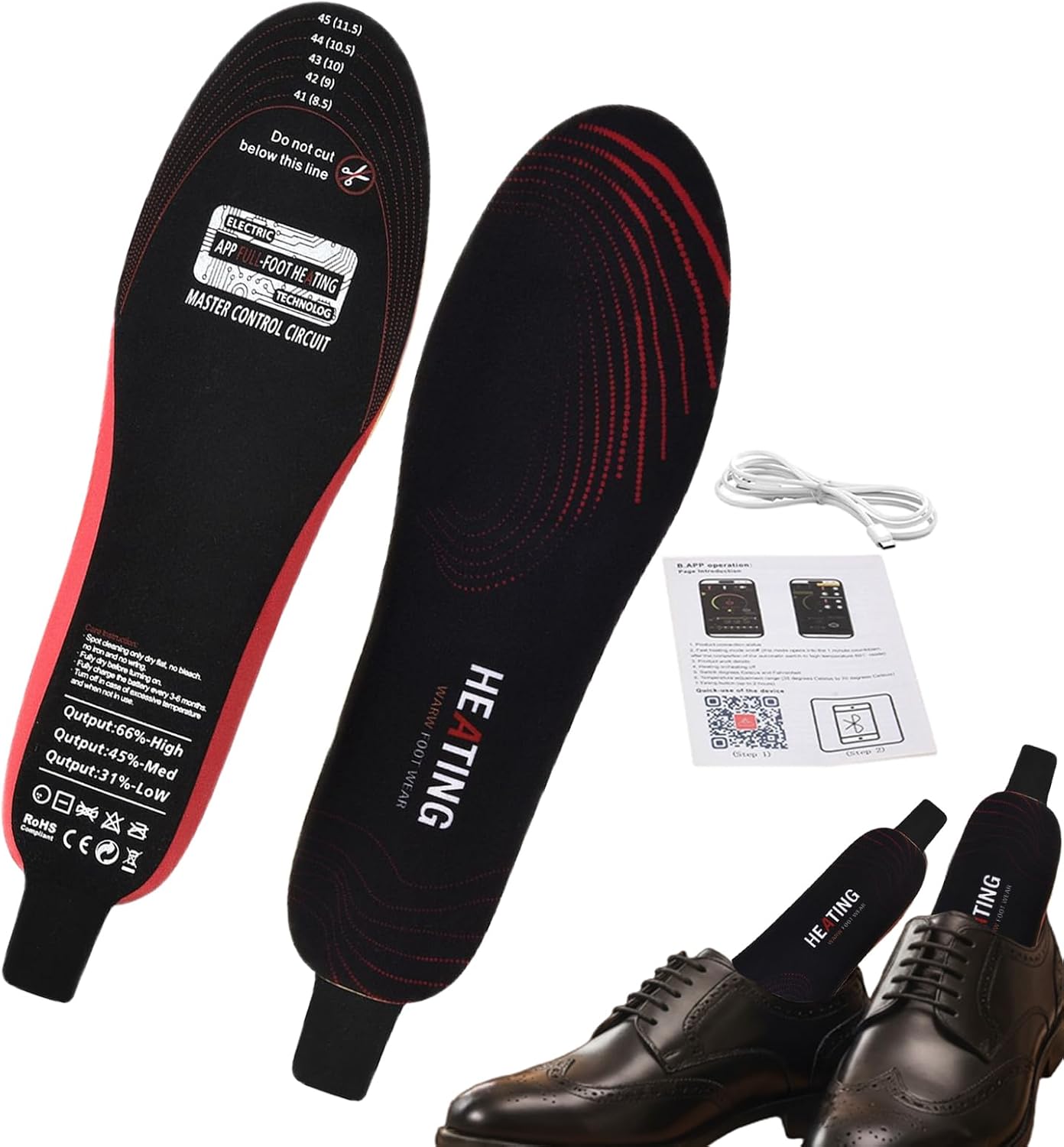 充電式ヒートインソール - アプリ操作足温め用品 | 冬季用保温足インソール 暖かさ保持機能 | 釣り ハイキング スキー スノーボ