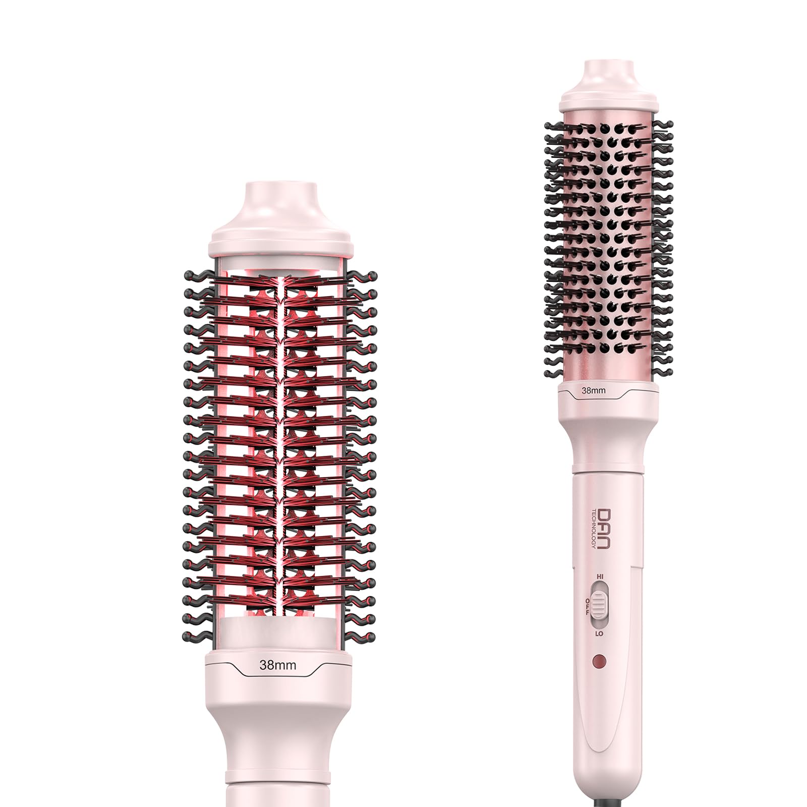 Thermal Brush,1.5 Inch Heated Round Brush,Dual Voltage Travel CurlingBrush, Ceramic Curling brushs for Blowout Look,Non-Blowing Heated Round Brushs,Dual PTC Fast Style Thermal RoundBrush, (Pink)