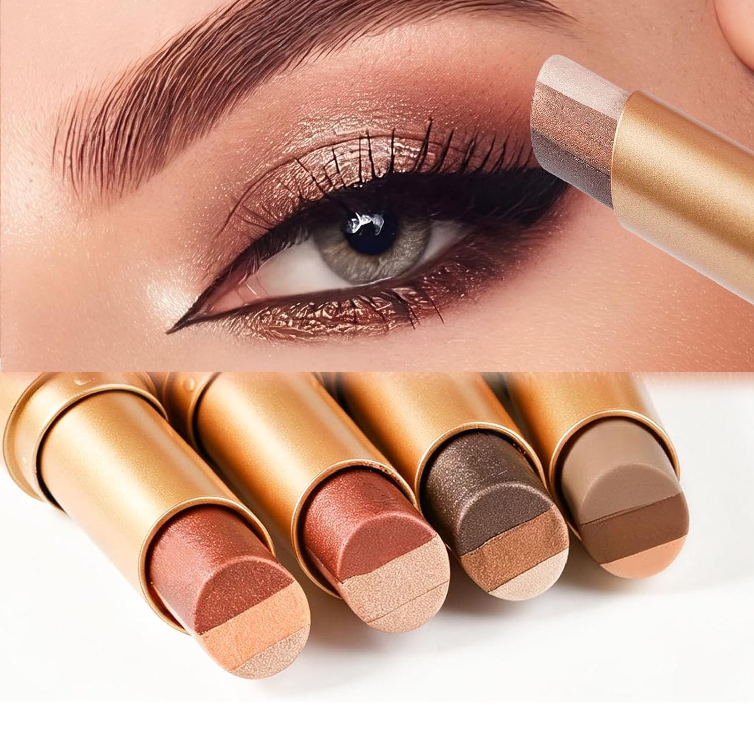 Baorder 4Pack 3 Color Eyeshadow Stick,3-in-1 Gradient Glitter Eyeshadow Pen