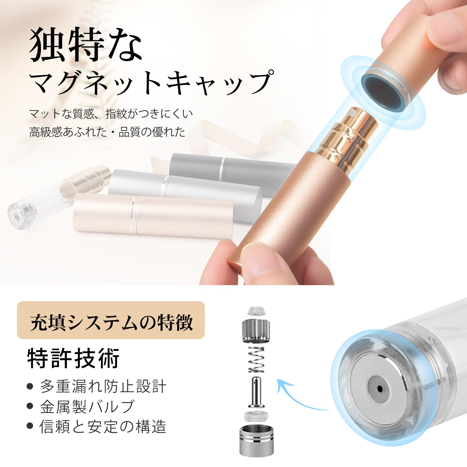 Amazon | アトマイザー 【キャップがマグネット式】 香水