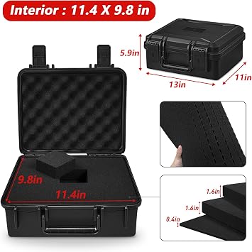 ICIMBI 11 Inch Foam Case with Customizable Foam for Test Instruments, Camera Accessories, Equipment, Electronics, and Tools & More 11.4 x 9.8 x 5.7 Inches