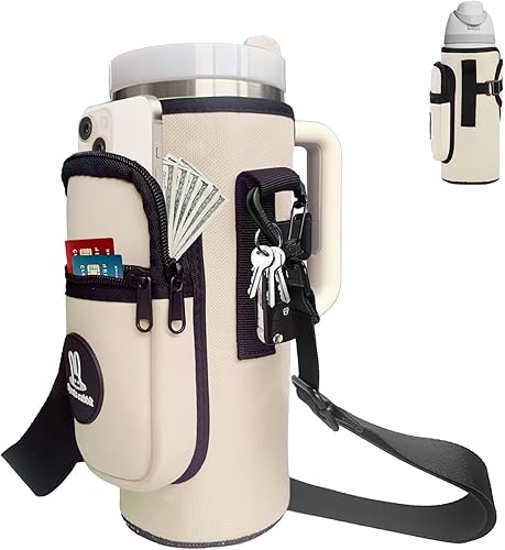 Miniatura 15 de Sports rabbit Soporte universal para botella de agua – Diseño híbrido duradero de Oxford y neopreno compatible con Stanley de 30/40oz con asa y