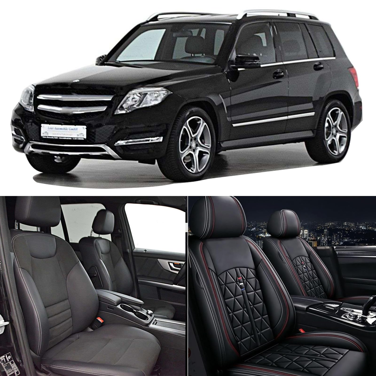 Coprisedili universali per auto, set da 2 pezzi, impermeabili, in pelle PU, adatti per Mercedes-Benz Classe C W202 W203 W204 W205 Classe E W210 W211 W212 W213 W124