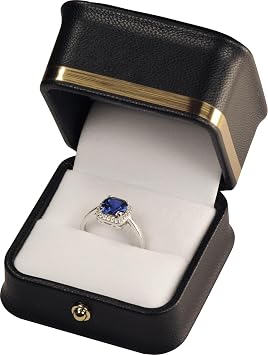 LAODA Ring Box for Proposal Engagement Wedding Luxury Quality PU Leather Material Ring Storage Holder Box with Gold Trim Gold Button Decoration For Women 1, Black