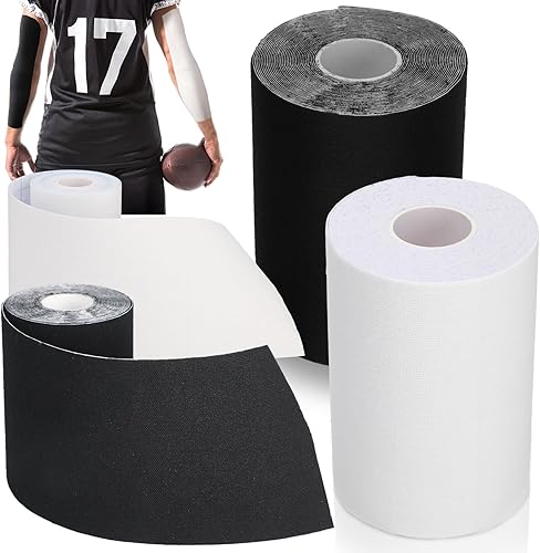 Miniatura 8 de Jenaai Cinta de césped de fútbol de 2 rollos extra ancha, impermeable, cinta deportiva ultra adhesiva para fútbol de brazo, cinta cinética para