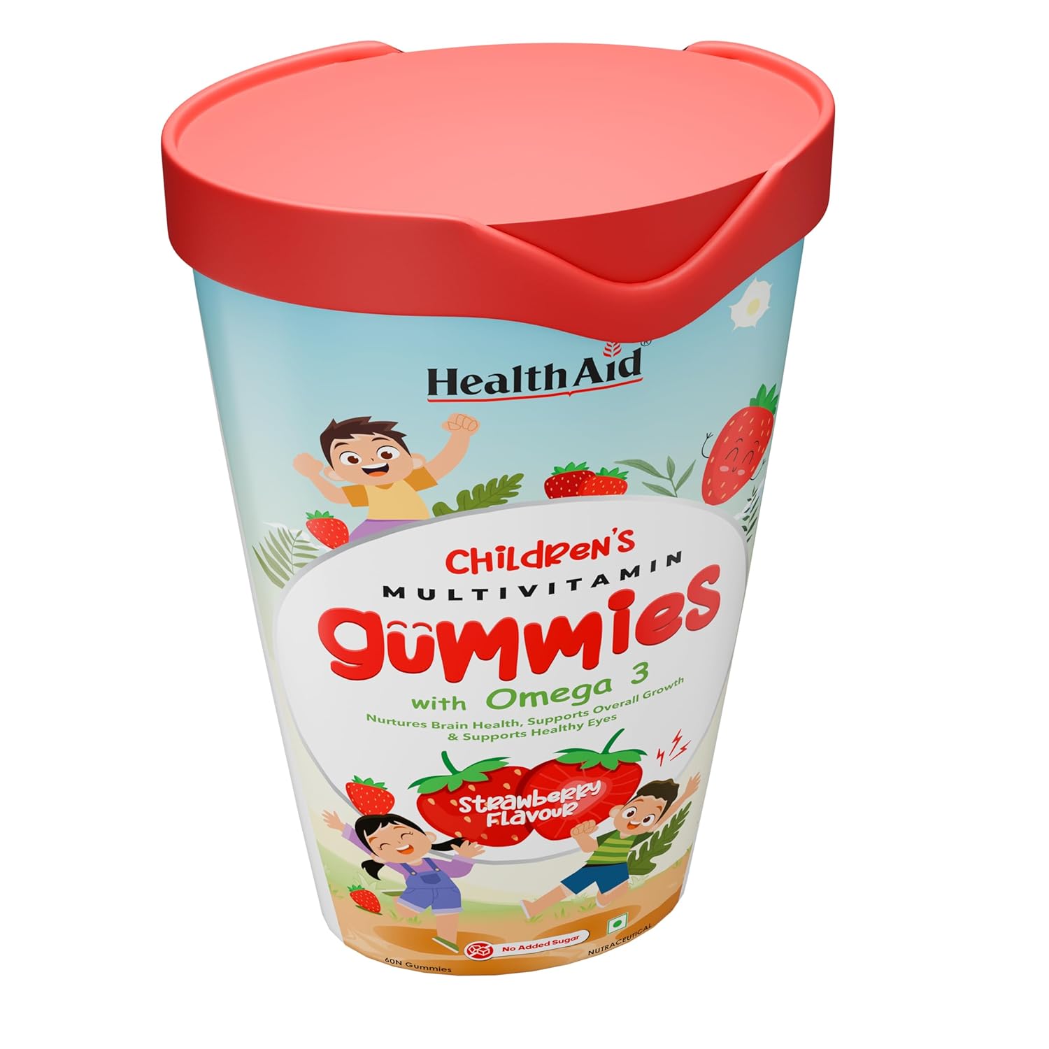 HealthAId Children's Multivitamin Gummies - Sugar-Free Fiber & Omega 3 | Supports Brain & Eye Health, Immunity, Digestion, Daily Wellness | 24 Essential Nutrients with Iron, Vitamins C, A, B, D | Natural Berry & Strawberry Flavor | Dairy & Soy Free - 180 Gummies HealthAId Children's Multivitamin Gummies - Sugar-Free Fiber & Omega 3 | Supports Brain & Eye Health, Immunity, Digestion, Daily Wellness | 24 Essential Nutrients with Iron, Vitamins C, A, B, D | Natural Berry & Strawberry Flavor | Dairy & Soy Free - 180 Gummies