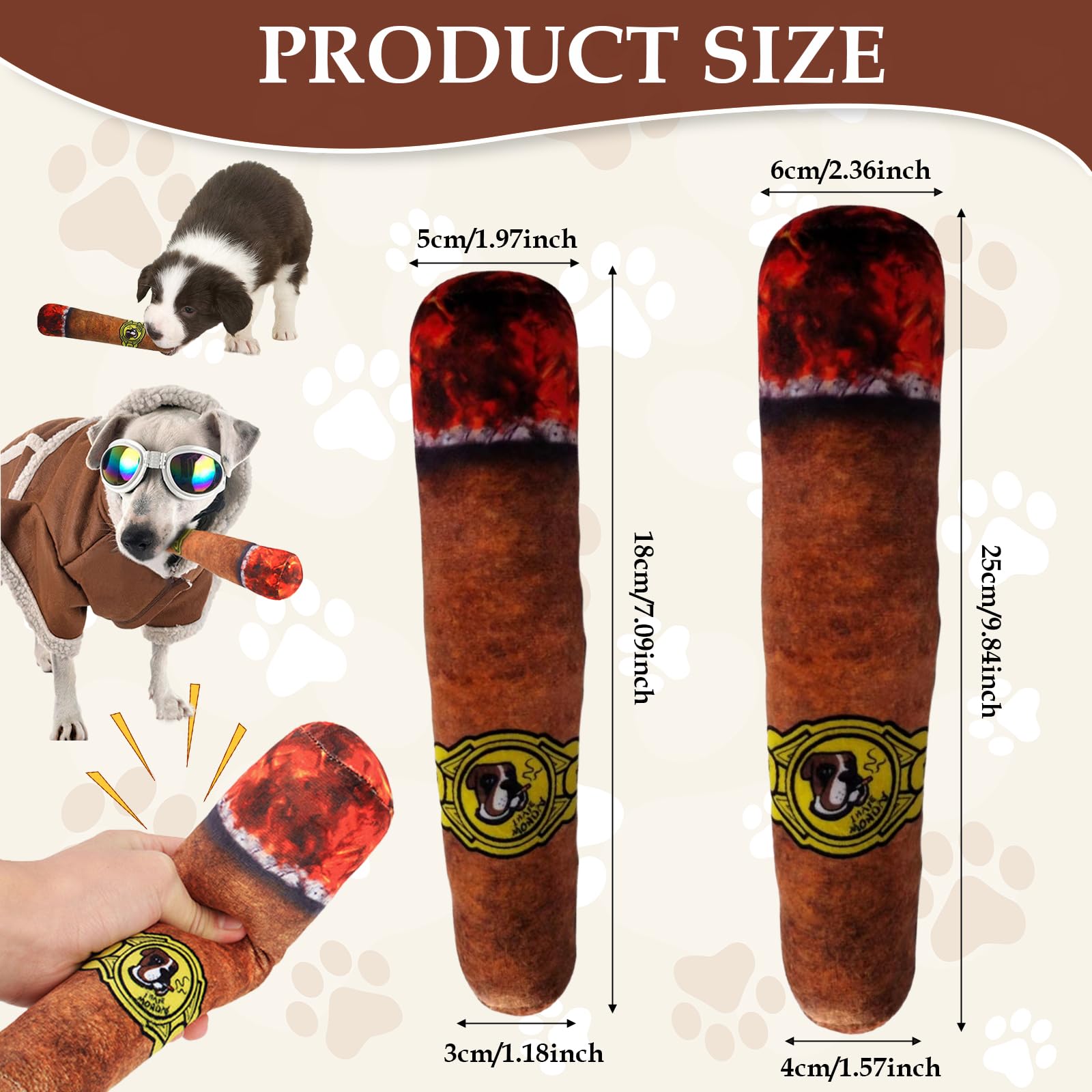 TIVUNORON Dog Chewing Cigarette Toys, 2pcs Dog Toys Funny Cigarette Shape Interactive Squeak Toy for Dogs Soft Peluch Toys for Dogs - Image 2