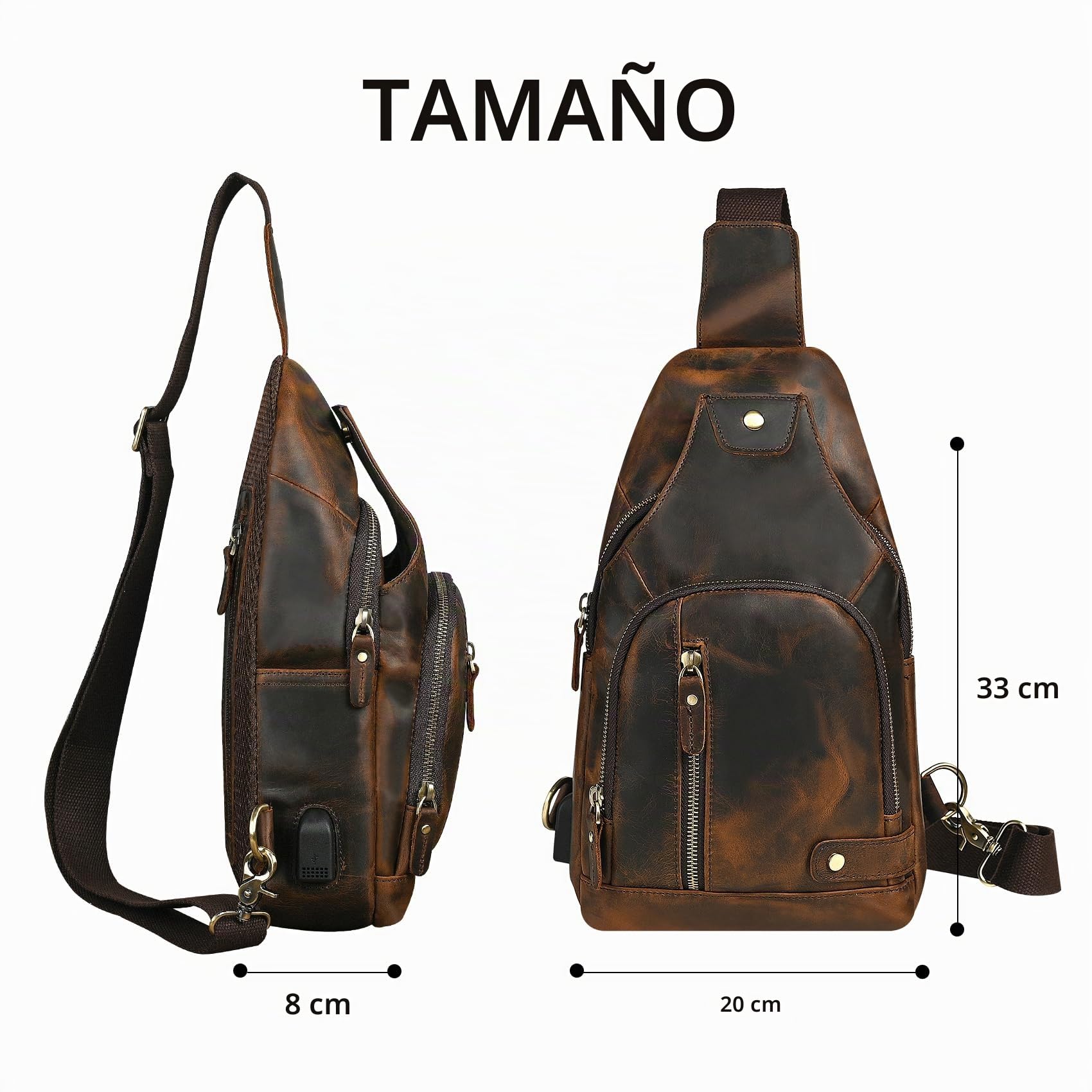 Crazy Horse Cuero Triángulo Cruzado-cuerpo Sling Pecho Bolsa Viaje Un Hombro Mochila Daypack Para Hombres Masculino 3028