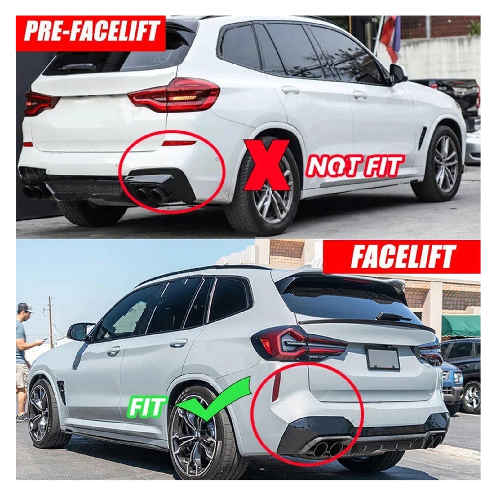 Per BMW X3 G01 G08 Per LCI 2022-2024 Paraurti Posteriore Auto Diffusore Inferiore Splitter Labbro Con Kit Illuminazione LED Paraurti Posteriore Diffusore(A)