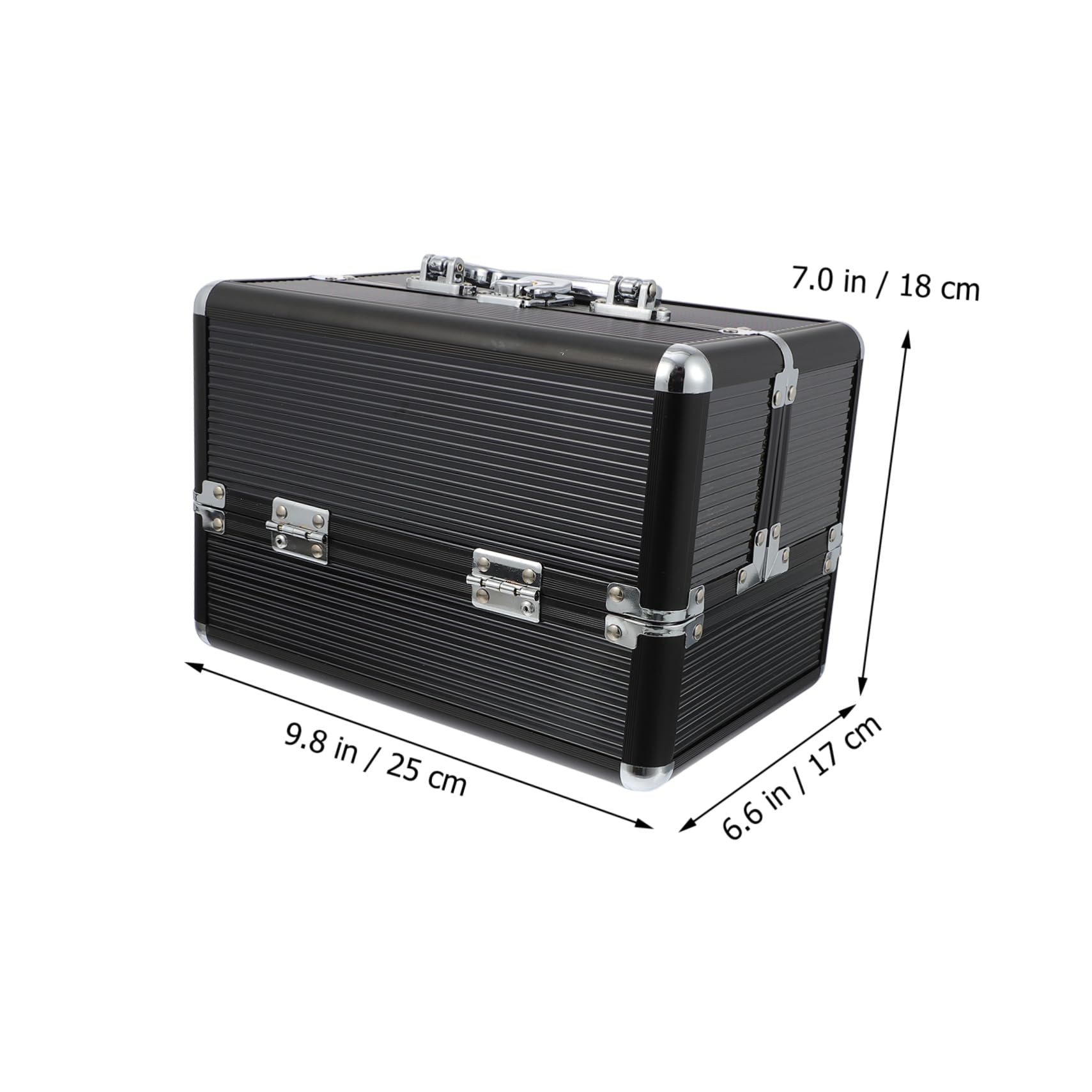 PLAFOPE Aluminiumlegierungs Kosmetikkoffer Leicht und Vielseitig Schwarz mit Ordentlicher Aufbewahrung für Make Up und Werkzeuge für Arbeit und Veranstaltungen