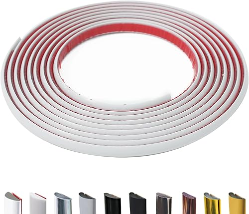 Moldura para despegar y pegar, moldura flexible y autoadhesiva blanca en forma de D, 26.2 pies, impermeable, para paredes, bordes y bordes, marcos