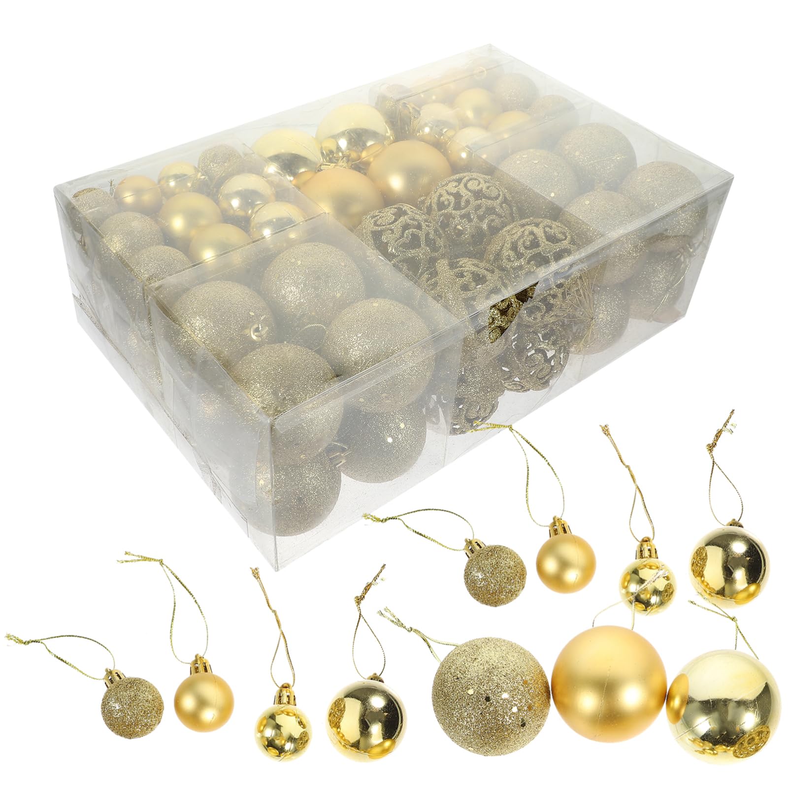 Zerodeko Caja de 100 Bolas Doradas Colgantes para Árbol de Navidad, Adornos Festivos de Plástico Creativos para Ambiente Familiar