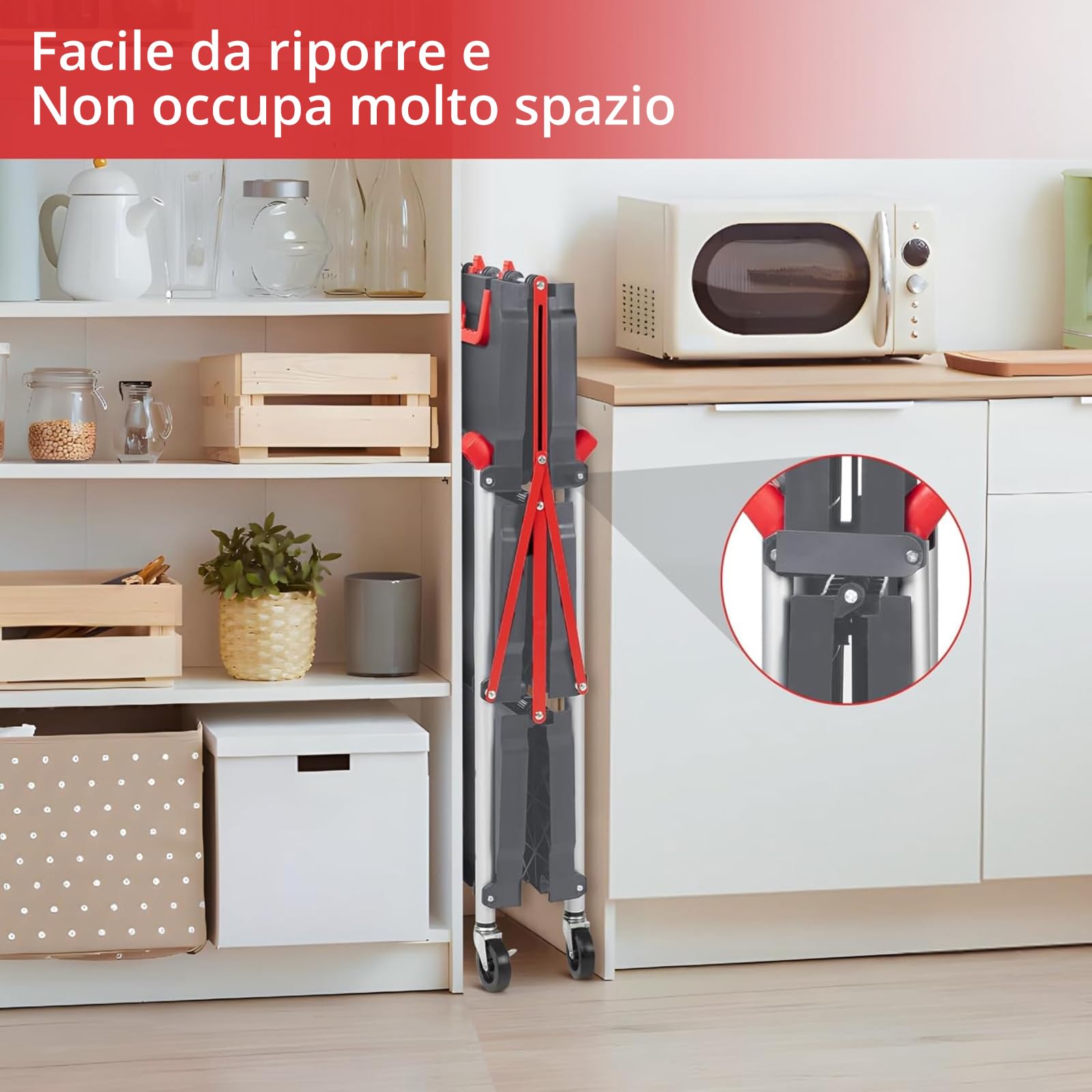 Carro Plegable de Aluminio 3 Niveles, Carrito Multiusos Ligero con Ruedas con Freno, Carro de Servicio para Oficina, Cocina, Taller y Almacén