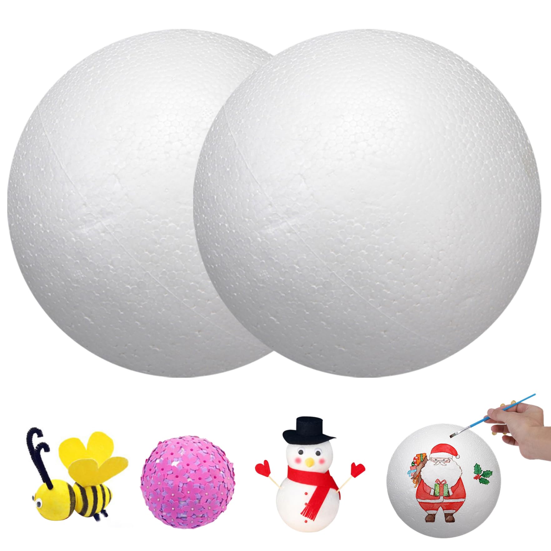 NIDONE Foam Balls 2Pcs 8inch DIY Solid Smooth White Christmas Polystyrene Balls Styrofoam for Crafts Ornaments