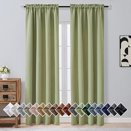 Miniatura 51 de OVZME Cortinas opacas turquesa para tratamiento de ventanas pequeñas, cortinas cortas con bloqueo de luz para ventana de cocina sobre el fregadero,