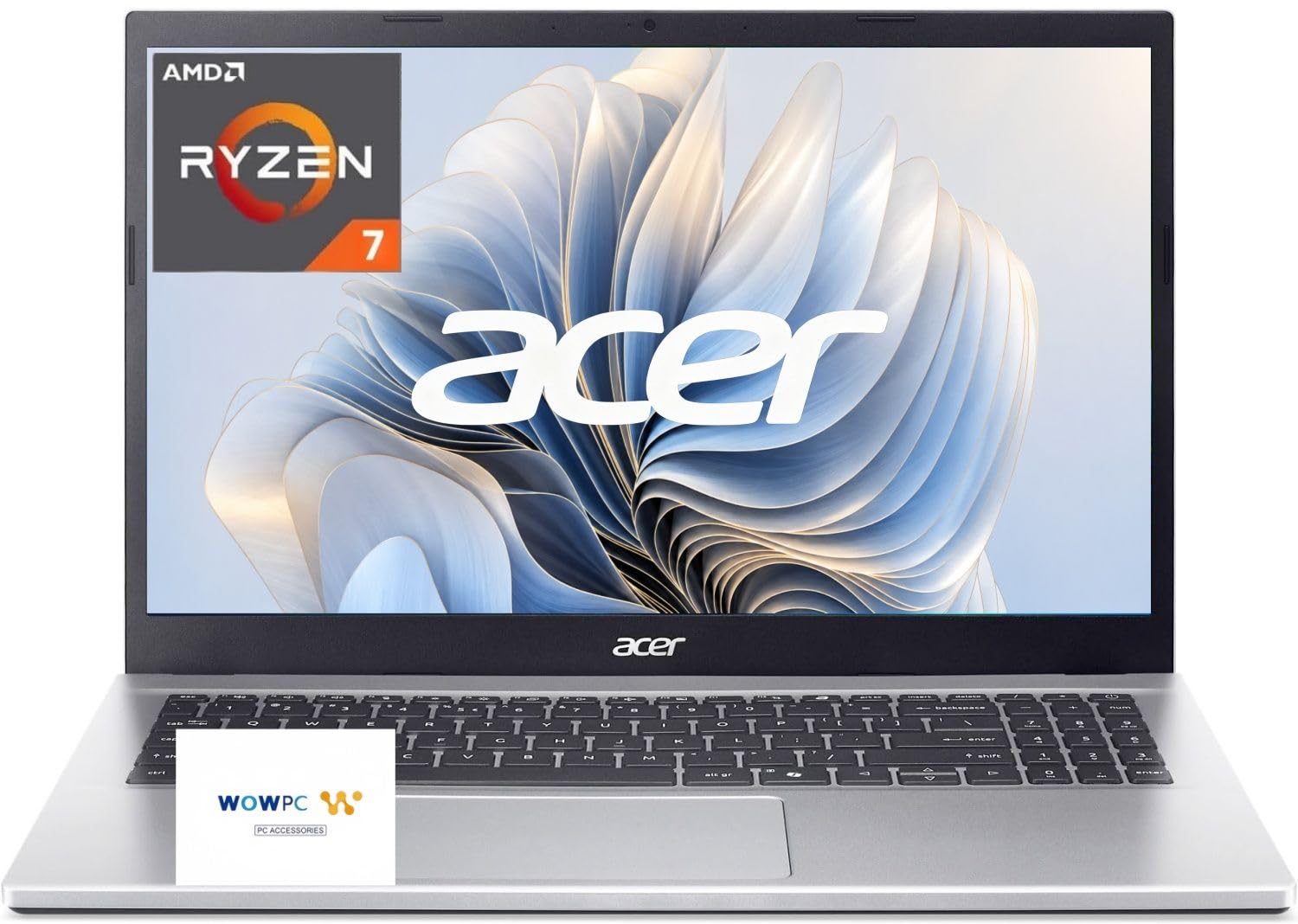 Aspire Go 15.6" FHD Laptop for Business & Office, AMD Ryzen 7 7730U 8-Core 16-Thread, 20GB RAM, 512GB PCIe SSD, AMD Radeon Graphics, Numeric Keypad, Wi-Fi 6, Win 11, WOWPC Bundle