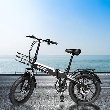 Electric Assisted Bicycle, Foldable, 20 x 3.0, Assisted Bicycle, Small Wheel Car, Stylish, Foldable, Electric Assist, Basket Included, Bicycle, 7-Speed Gear, Mini-Velo, Commuting Bicycle, 2 Modes, 350