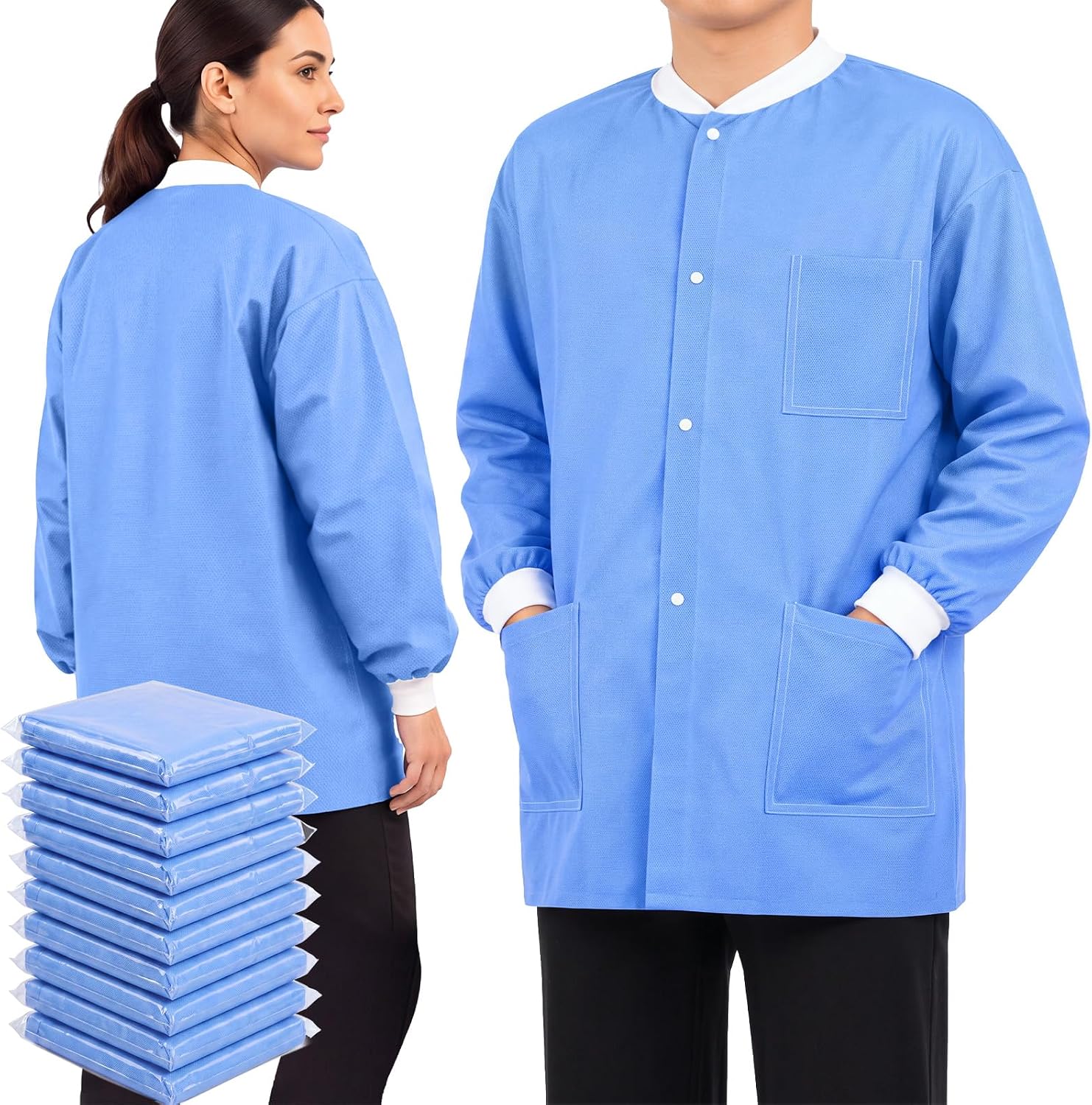 Geiserailie 10 Pack Disposable Lab Coats, Individually Packaged