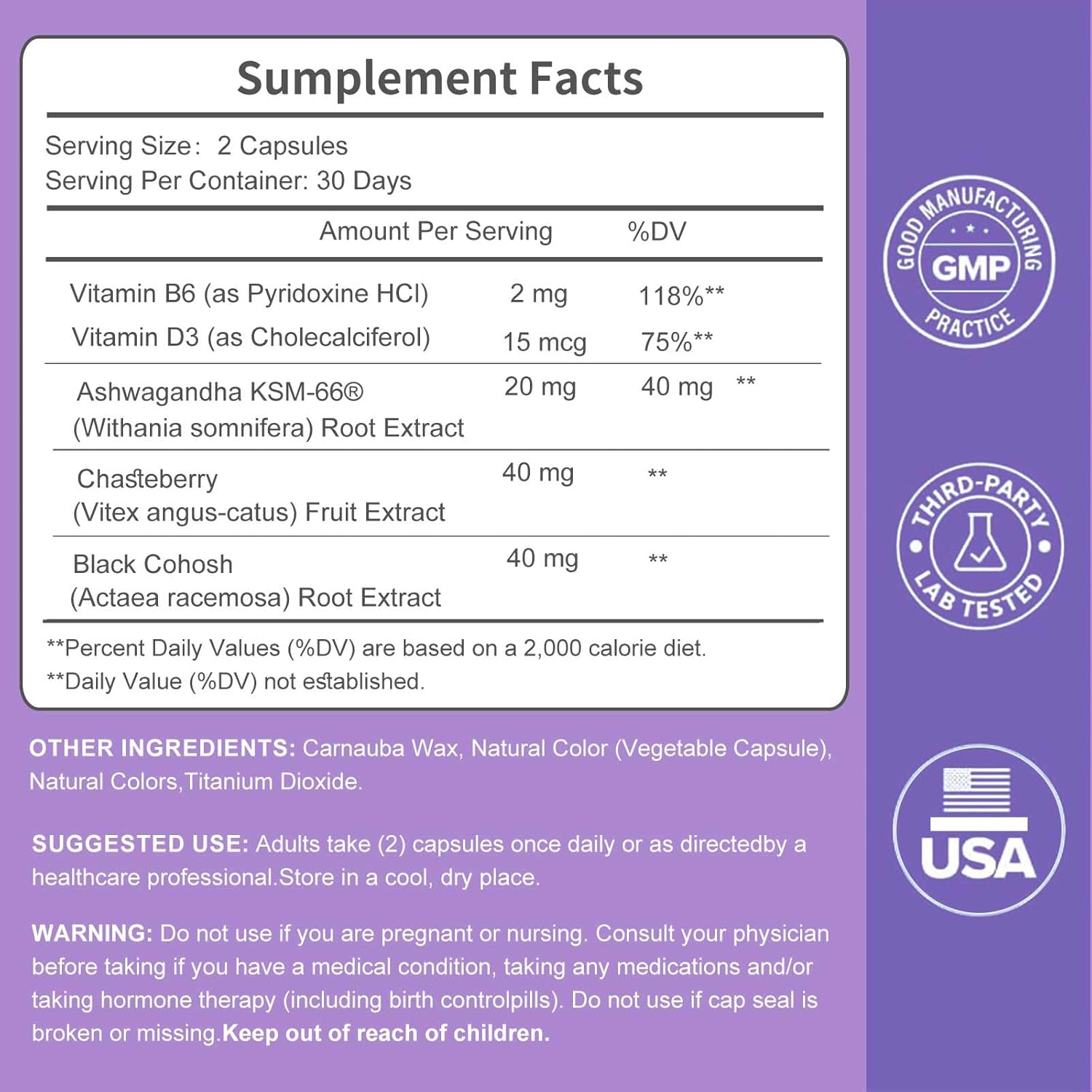 E-Bes Menopause Supplement with Black Cohosh & Ashwagandha KSM-6,MENO Menopause Support for Women, Helps Relieve Hot Flashes, Night Sweats, Mood Swings, 60 MENO Capsules -1 Pack - Image 7