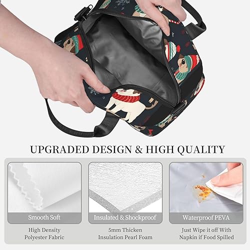 Miniatura 5 de Bolsa de almuerzo para perros con texto en inglés "Merry Christmas", bolsa de almuerzo impermeable para mujer