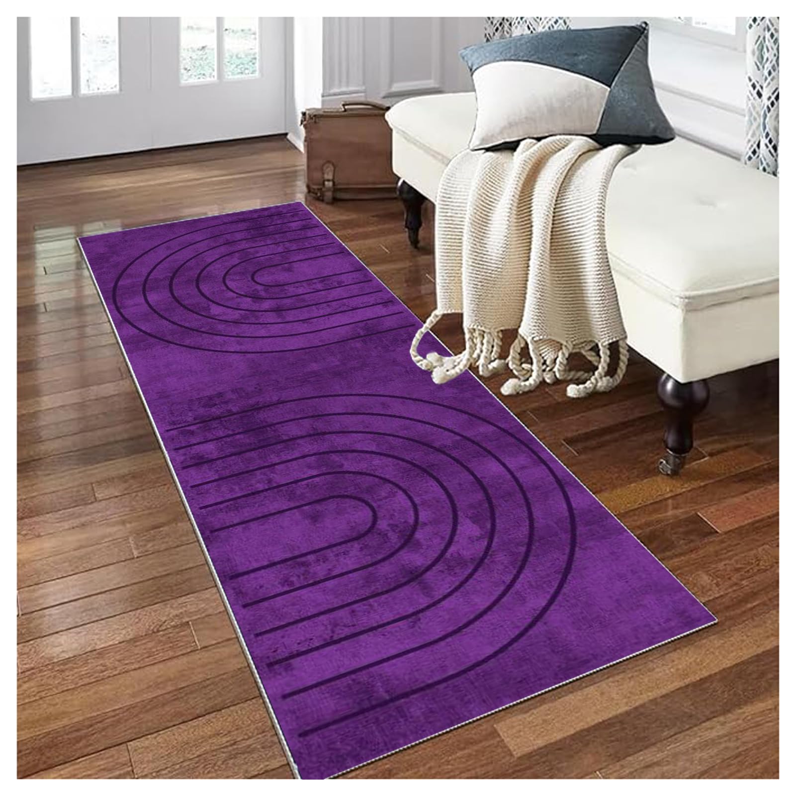 Alfombra corredor moderna de 50x300cm morada para entrada lavadero y zonas de paso