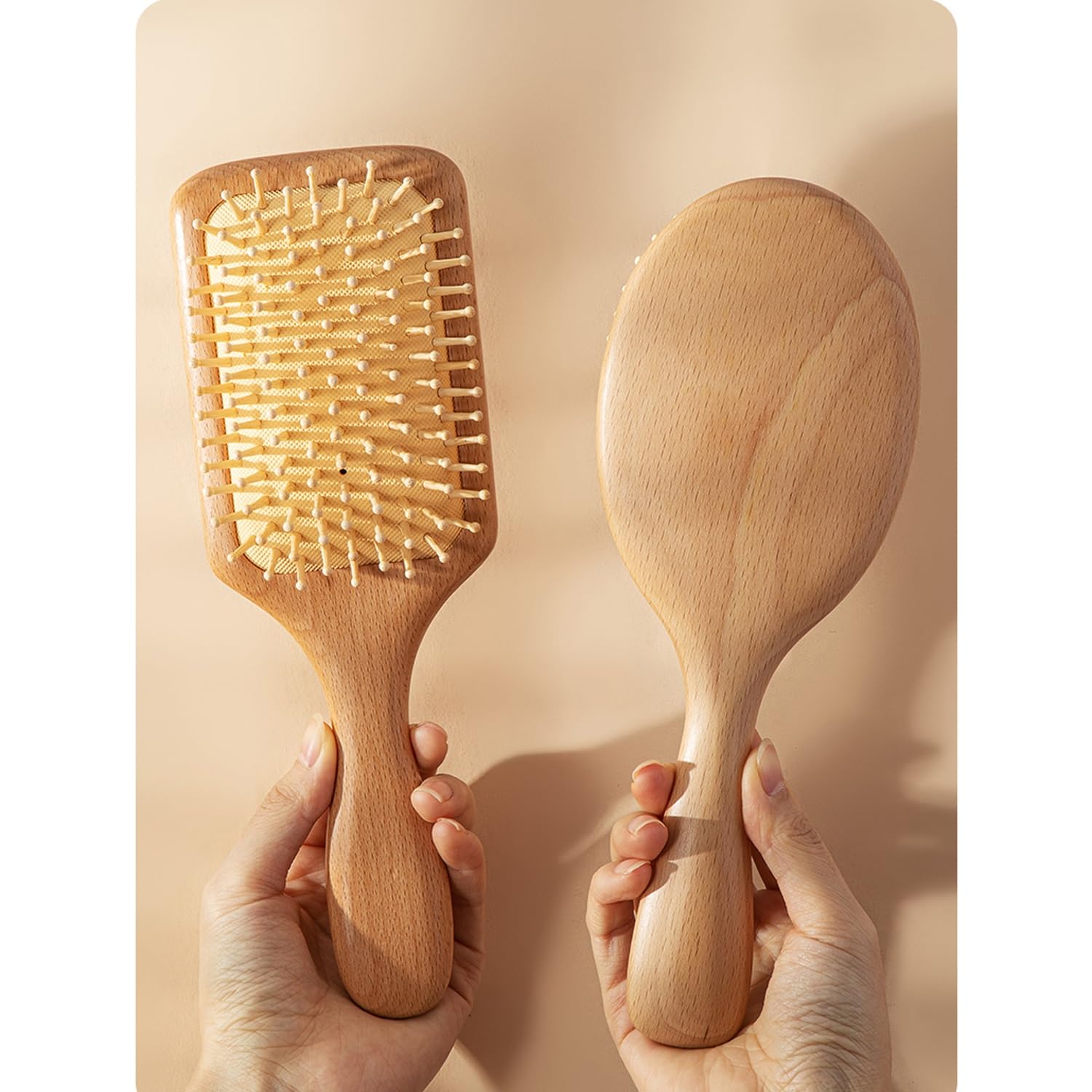 Spazzola per Capelli antistatica, Pettine massaggiante in Legno per Cuoio capelluto, Spazzola per Capelli con Cuscino d'Aria districante, Nodi e