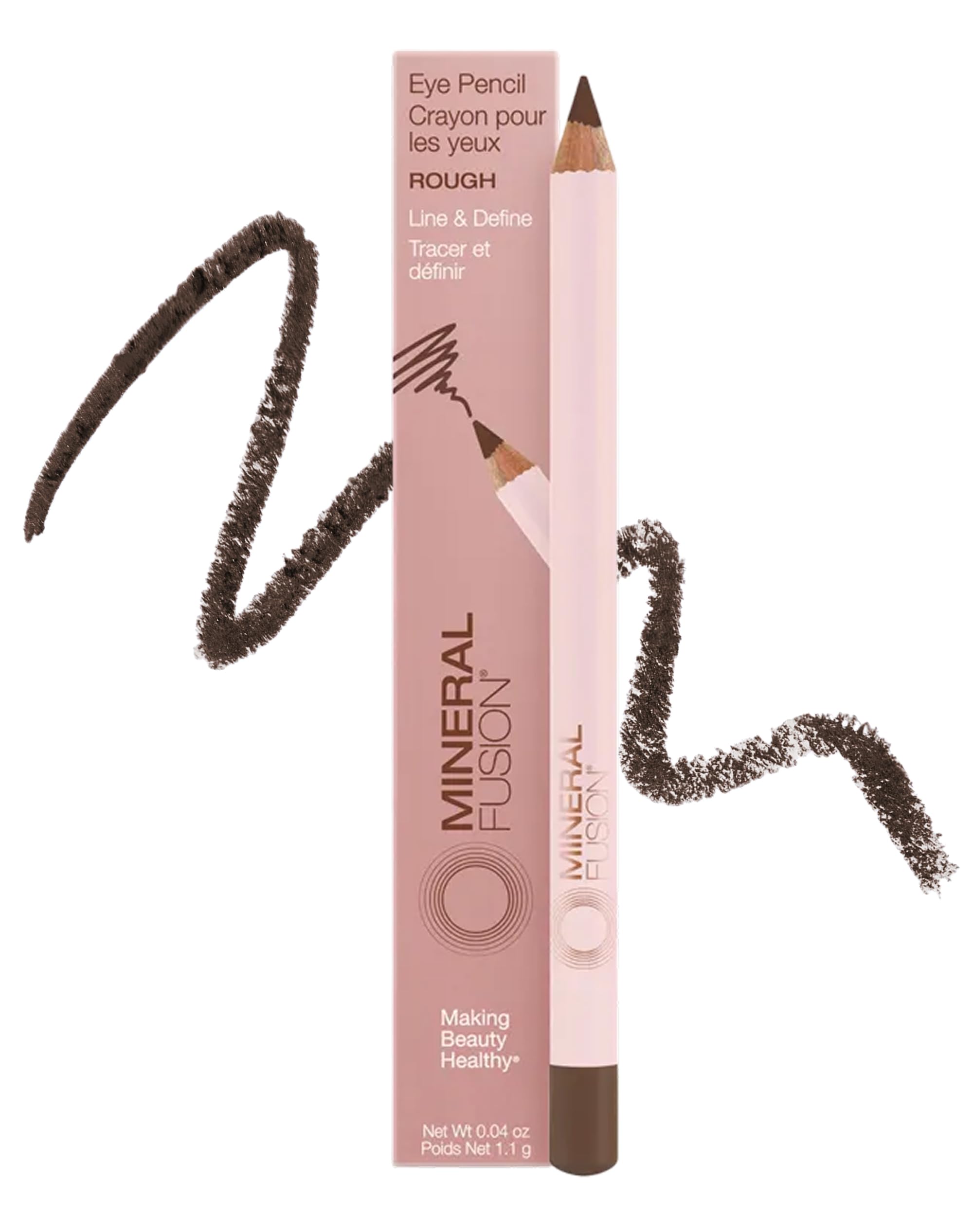 Mineral Fusion Eye Pencil (Light Brown - Rough) - Eyeliner with Soothing Chamomile, Meadowfoam & Vitamin E - Smooth & Long Lasting, Hypoallergenic,