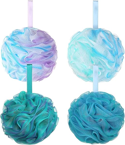 LIDOUK Lot de 4 éponges de douche extra large avec motif floral