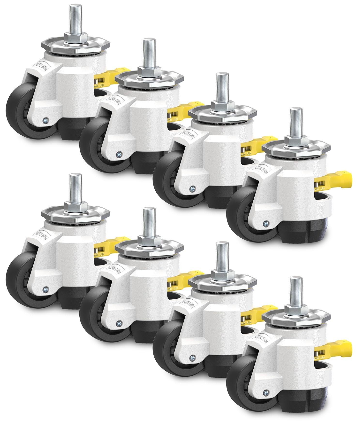 HOLKIE Heavy Duty Leveling Stem Casters - Set of 4 -10 HOLKIE Heavy Duty Leveling Stem Casters - Set of 4 -10