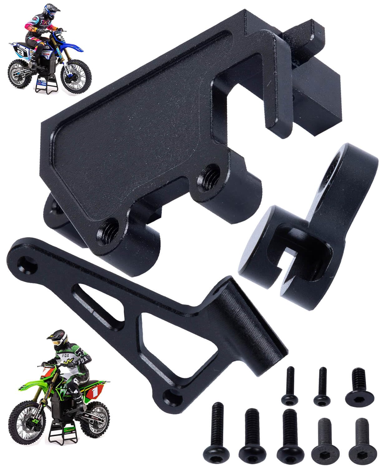 7075-T6 Aluminum Electronic Mount Set Upgrades Part for Losi 1/4 Promoto MX Motorcycle Dirt Bike RTR FXR LOS06000 LOS06002,Alloy Electronic Mount Set Hops Up,Black