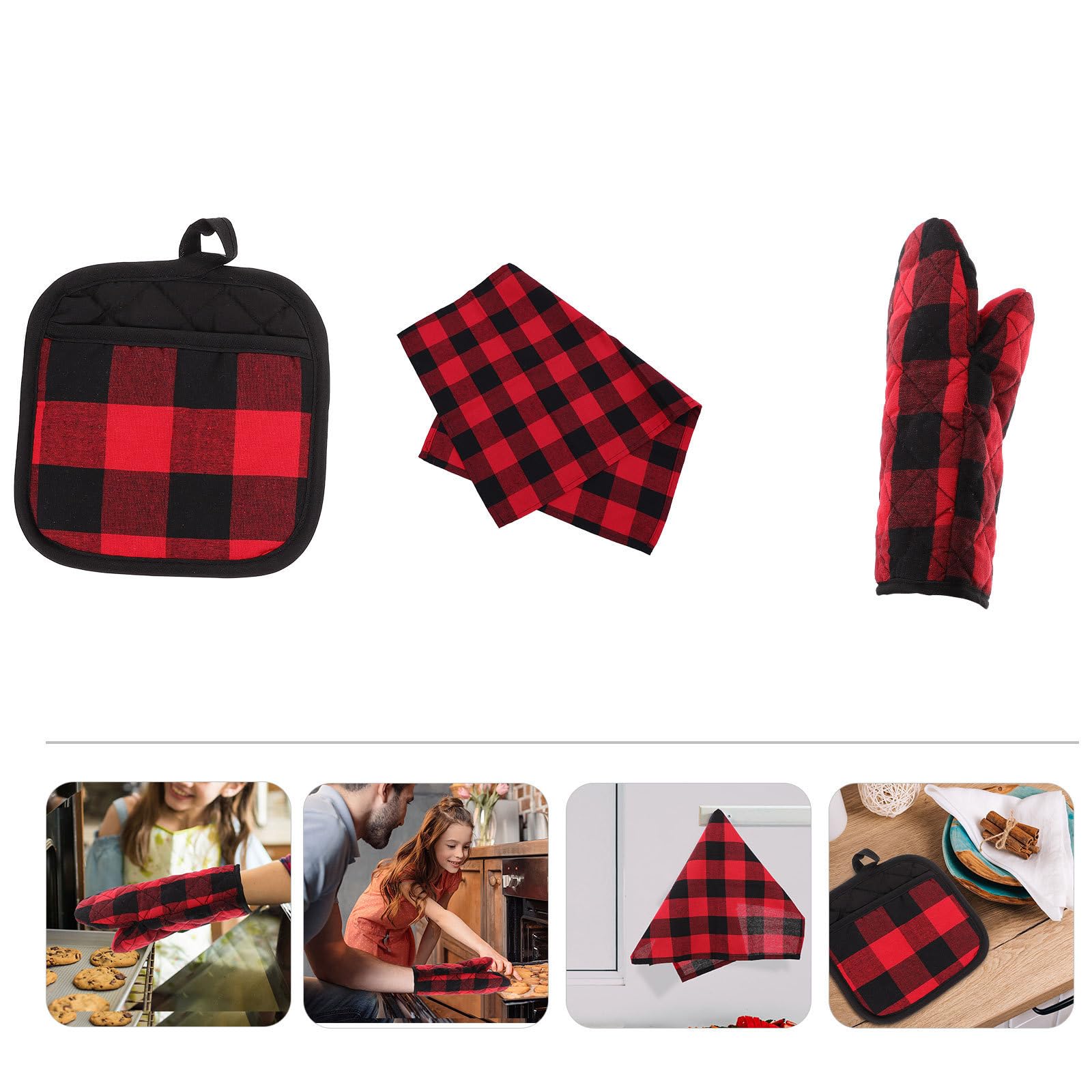 Didiseaon 3 Ensembles Tapis Cuisine Noir en Polyester Coton, Antidérapant