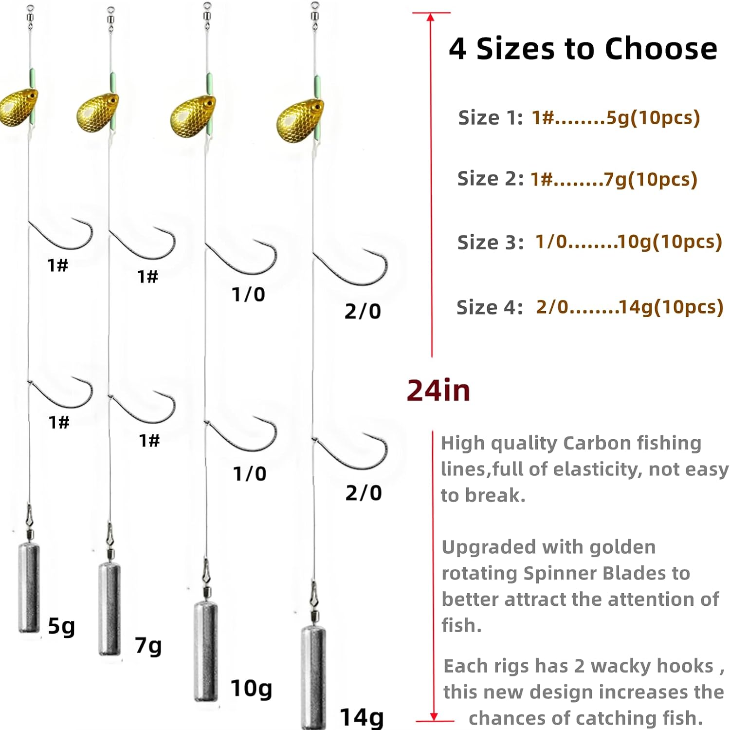 DAMIDEL Drop Shot Ready Rig Kit, 10-Piece, 24 in, photo 2 of 6