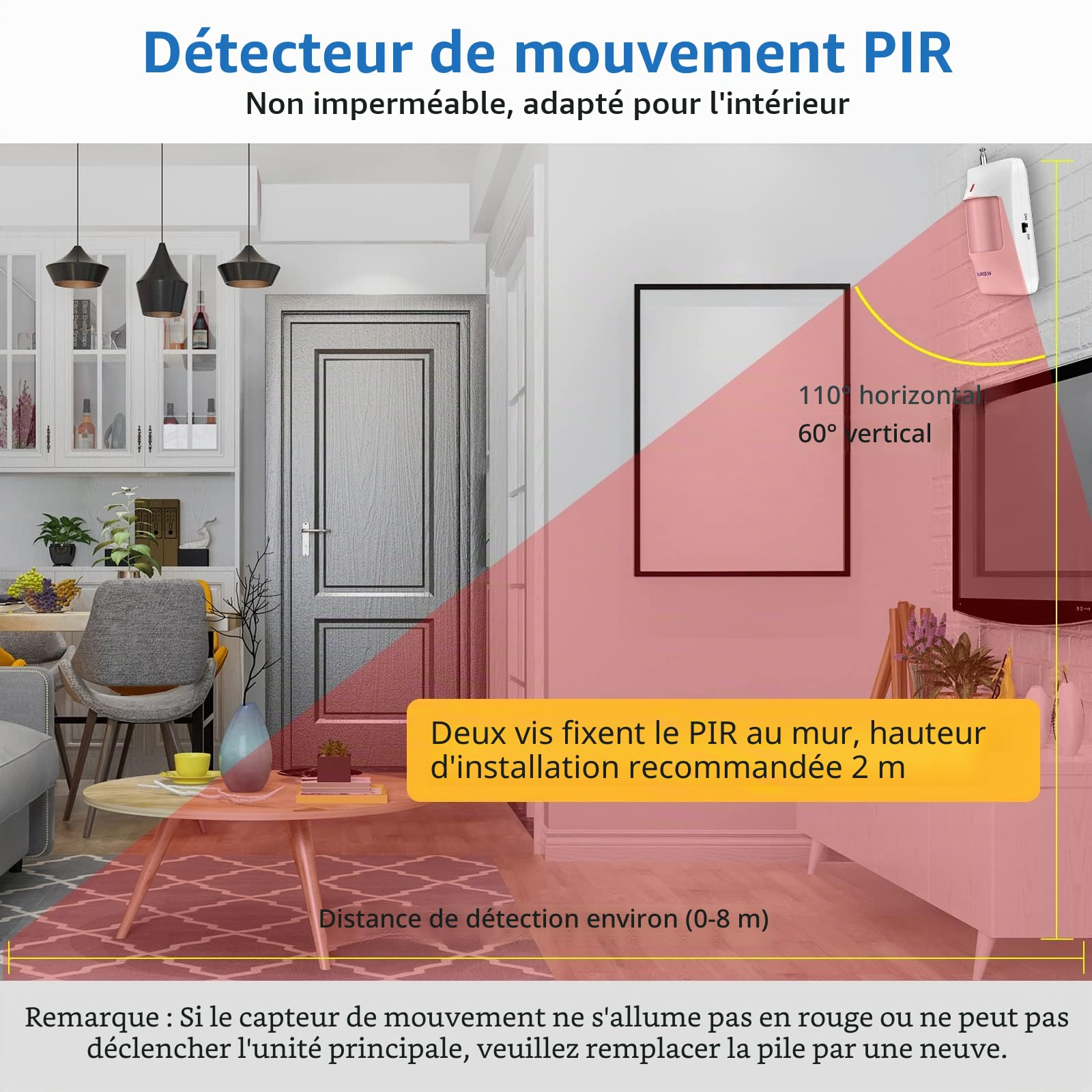 Alarme Maison sans Fil, Alarme Maison 10 Pièces avec115dB Sirène Alarme Porte Télécommande Detecteur de Mouvement Ring Alarm Système de Sécurité Kit pour Alarme Garage/Camping Car