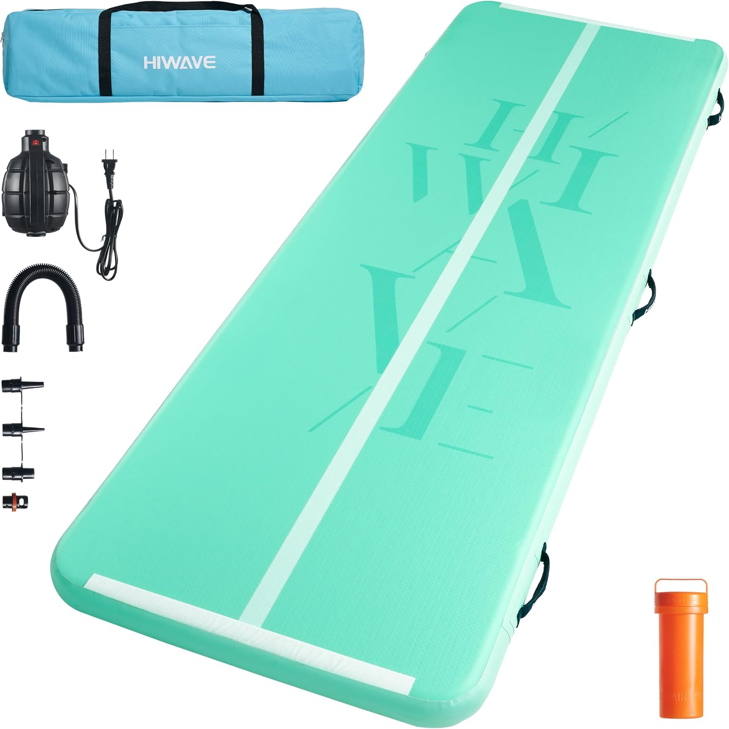 Hiwave Inflatable Air Gymnastics Tumbling Mat, Training Mats for jumps and training tricks,118/157"x 39"x1.9" Size Anti-slip Gym Mat